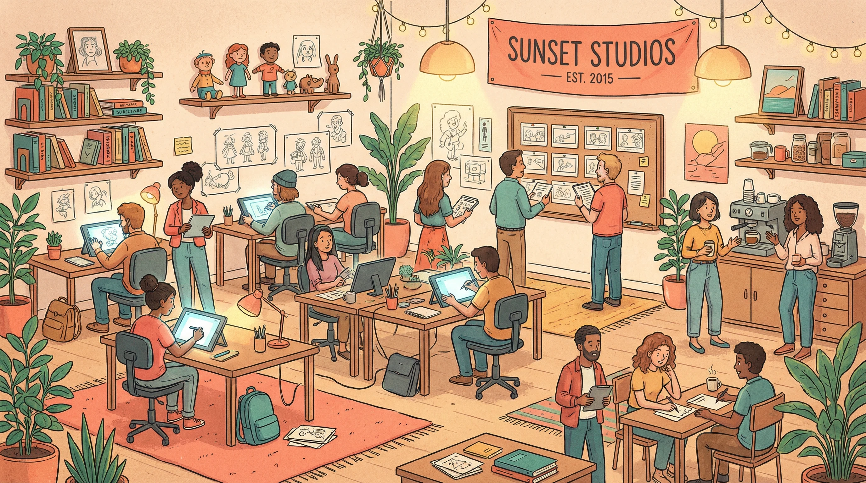 里番 - 免费里番资源库 | 学生作品与专业佳作齐聚创始团队在动画工作室中的合影